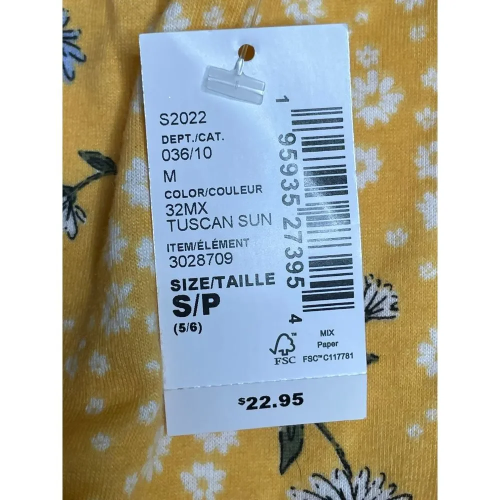 NWT The Children's PLACE Yellow Floral Print Top Size Small‎ Tuscan Sun